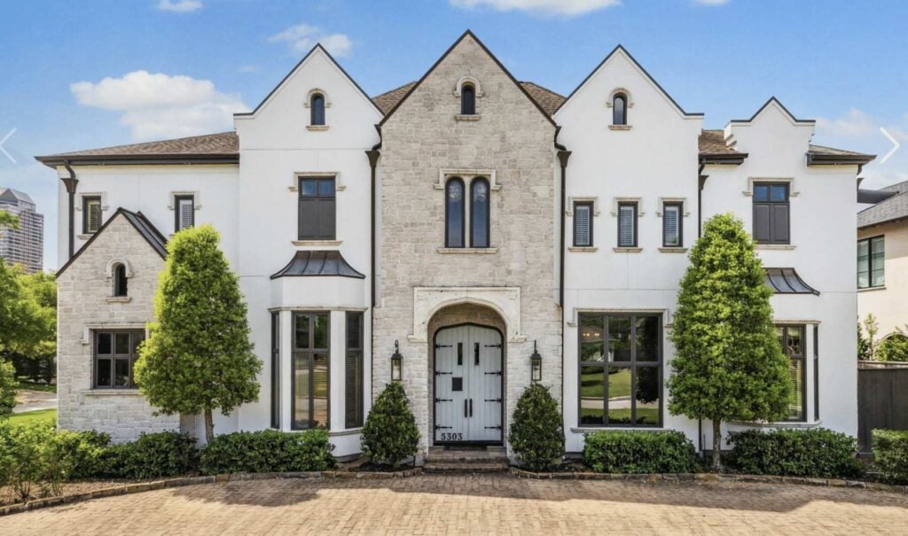 Luxury white stone home exterior